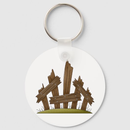 Gebroken houten hek rustieke boerderij sleutelhanger (Voorkant)