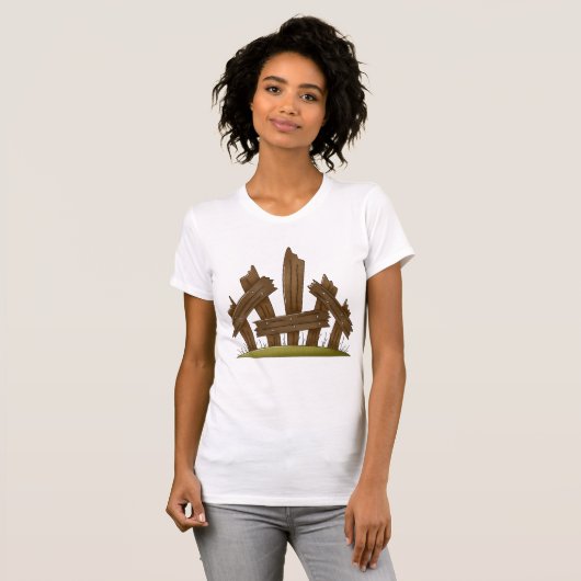 Gebroken houten hek rustieke boerderij t-shirt (Voorkant volledig)