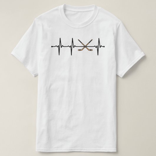 Gebroken ijshockey Stikt ECG hartslag Pulse Bv T-shirt (Design voorkant)