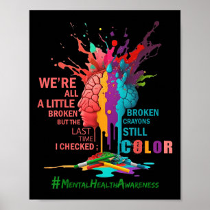 Gebroken kleurpotloden blijven kleur geven aan bew poster