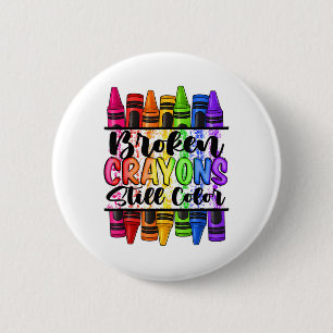 Gebroken kleurpotloden blijven kleur geven aan bew ronde button 5,7 cm