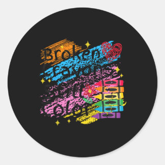 Gebroken kleurpotloden kleuren nog steeds de geest ronde sticker