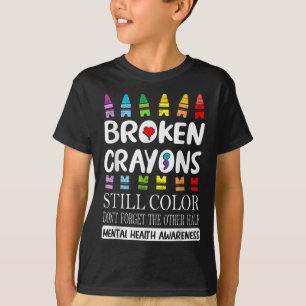 Gebroken kleurpotloden kleuren nog steeds de geest t-shirt