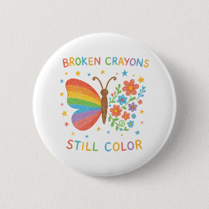 Gebroken kleurpotloden Kleuren Nog Steeds Inspirer Ronde Button 5,7 Cm