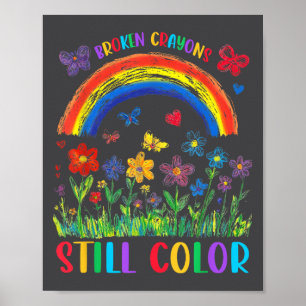 Gebroken kleurpotloden kleuren nog steeds mentale  poster