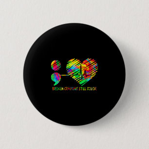 Gebroken kleurpotloden kleuren nog steeds preventi ronde button 5,7 cm