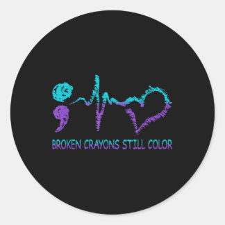 Gebroken kleurpotloden kleuren nog steeds zelfmoor ronde sticker