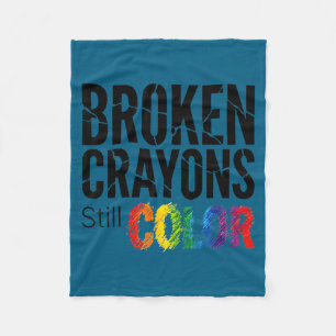 Gebroken kleurpotloden kleuren shirt mentale gezon fleece deken