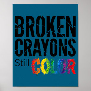 Gebroken kleurpotloden kleuren shirt mentale gezon poster