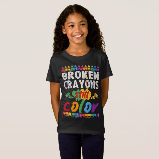 gebroken krayon nog kleur t-shirt (Voorkant volledig)