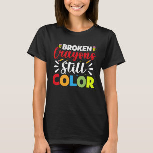 Gebroken krayons nog steeds kleur 100e schooldag t-shirt