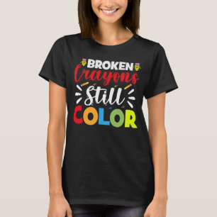 Gebroken krayons nog steeds kleur 100e schooldag t-shirt