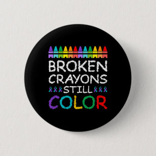Gebroken krayons nog steeds Kleur Zelfmoordprevent Ronde Button 5,7 Cm