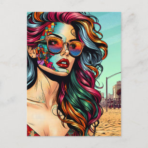 Gebroken Kunst   Abstracte vrouw op het strand Briefkaart