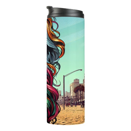 Gebroken kunst | Abstracte vrouw op het strand Thermosbeker (Geroteerd rechts)