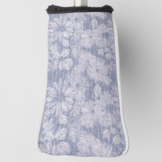 Gebroken Madeliefje Textuur in Poederblauw Reliëf Golfheadcover (Draai 90)