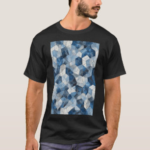 Gebroken mozaïek: blauw geometrisch gebarsten glas t-shirt