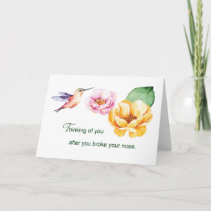 Gebroken neus denkend aan jou bloemen kaart