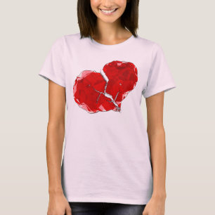 Gebroken Rood Hart Polygoon Abstract Kleding T-shirt
