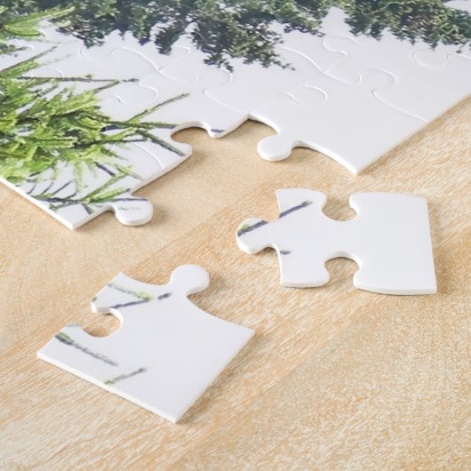 Gebroken spoorlijn nostalgische stoomlocomotief legpuzzel (Zijkant)