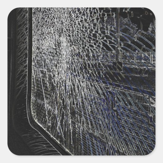 gebroken treinraam vierkante sticker (Voorkant)