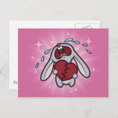 Gebroken verwarmde Briefkaart Bunny (roze) (Voorkant / Achterkant)