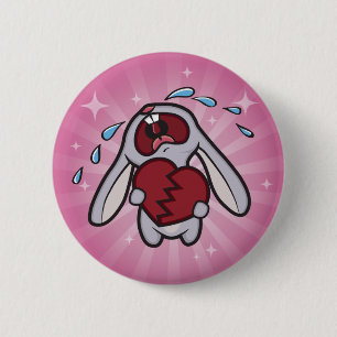 Gebroken Verwarmde Bunny met roze Sunburst Button