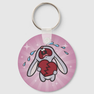 Gebroken Verwarmde Bunny met roze Sunburst Sleutelhanger