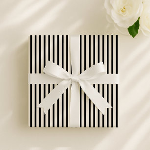 Gebroken wit, donkergrijs elegant gestreept cadeaupapier