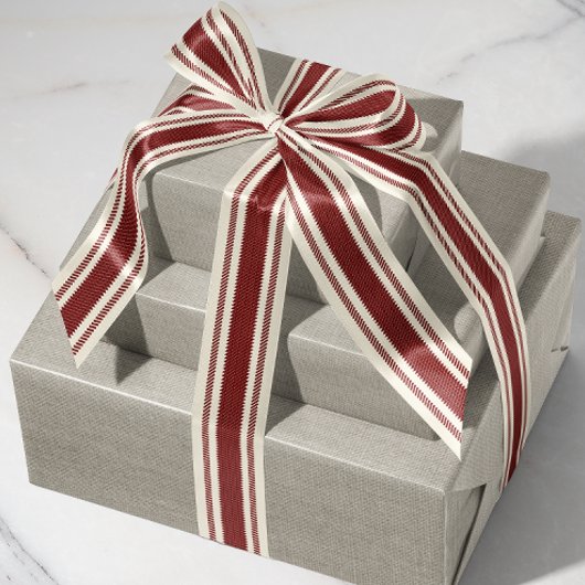 Gebroken wit en Diep Rood Ticking Tape Lint