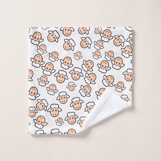 Gebroken wit illustratief schapengezicht bad handdoek (Wasdoekje)