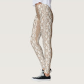 Gebroken wit kant: jute textuur leggings (Links)