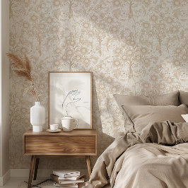  gebroken wit Sinaasappel Acanthus bladeren Behang