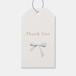 Gebroken wit Trendy Blue Ribbon bruiloft Dank u Cadeaulabel
