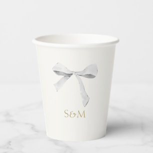 Gebroken wit   Trendy White Ribbon Trouwpapier cup Papieren Bekers