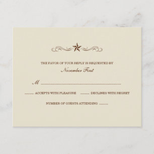 Gebroken witte en bruine Westerne RSVP (GEEN GRENS Kaartje