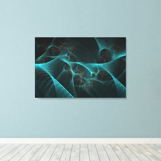 Gebroken Zijde Fractal Blauwgroen ID717 Canvas Afdruk (Insitu (Houten vloer))