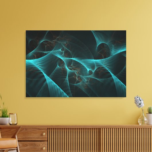 Gebroken Zijde Fractal Blauwgroen ID717 Canvas Afdruk (Insitu (Woonkamer))