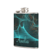 Gebroken Zijde Fractal Blauwgroen ID717 Heupfles (Links)