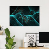 Gebroken Zijde Fractal Blauwgroen ID717 Poster (Thuiskantoor)