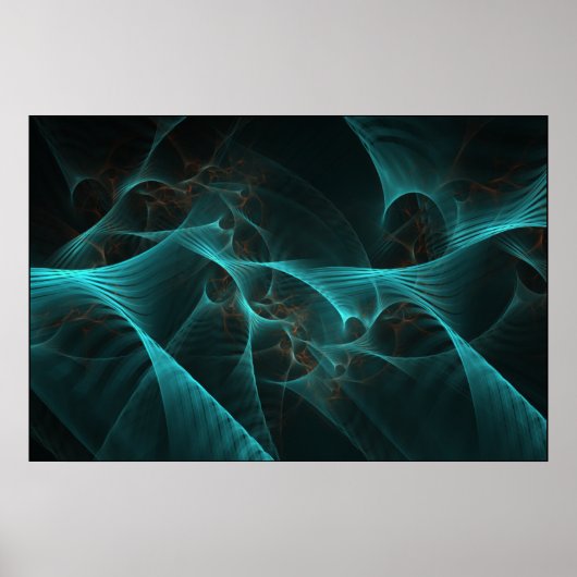 Gebroken Zijde Fractal Blauwgroen ID717 Poster (Voorkant)