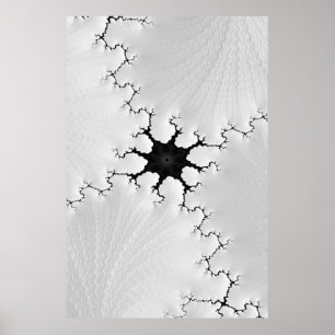 Gebroken zwart-wit gebarsten fractal abstract poster