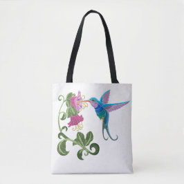 gebromeerde Hummingbird en Hibiscus Flowers Tote Bag