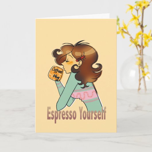 Gebrouwen met Joy Birthday Coffee Art Kaart (Gele Bloem)