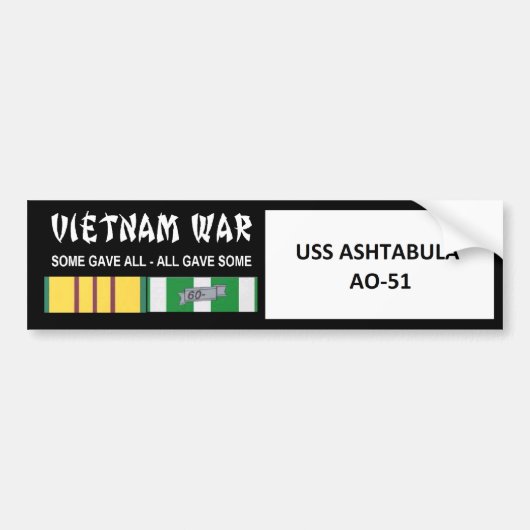 GEBRUIK ASHTABULA VIETNAM WAR VETERAN BUMPERSTICKER (Voorkant)