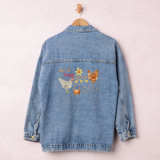 Gebruik Crazy Chickens, Boerderij Humor Denim Jacket (Hangar)