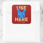 Gebruik hier handschoenen (donker) vierkante sticker (Tas)