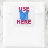 Gebruik hier handschoenen vierkante sticker (Tas)