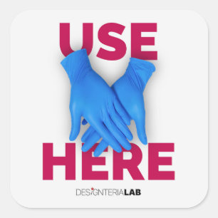 Gebruik hier handschoenen vierkante sticker