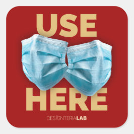 Gebruik hier maskers (donker) vierkante sticker